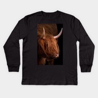 Scottish Highland Cow Kids Long Sleeve T-Shirt